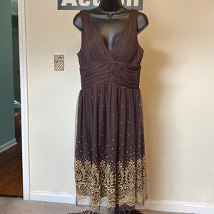 NIGHT WAY COLLECTIONS SLEEVELESS BROWN FORMAL DRESS
